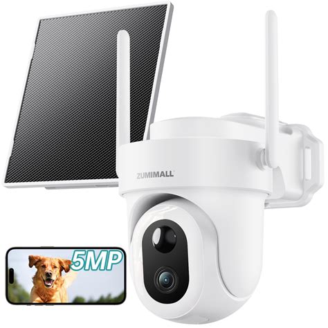 ZUMIMALL 5MP Solar Security Cameras Wireless Outdoor, 360° PTZ Wireless