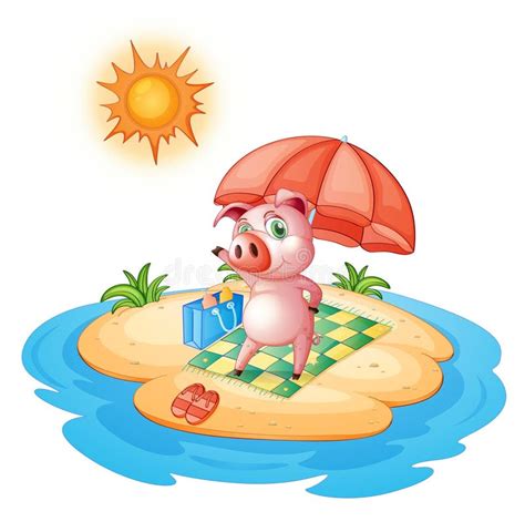 A pig at the beach stock vector. Illustration of seaside - 33315015