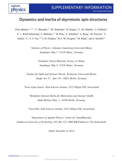 Dynamics And Inertia Of Skyrmionic Spin Structures