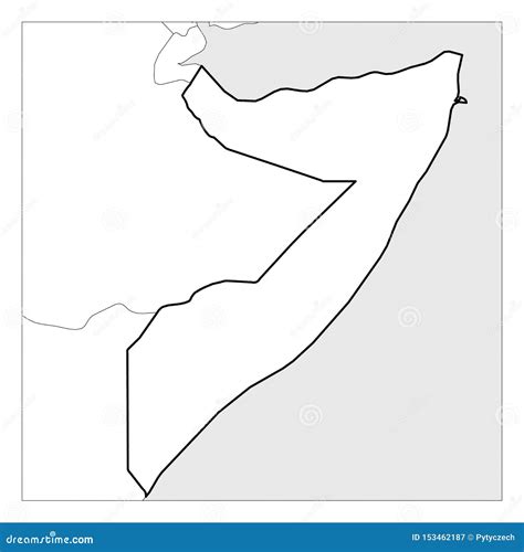 Map Of Somalia Black Thick Outline Highlighted With Neighbor Countries