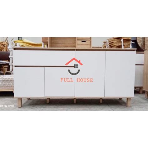 Jual Buffet Credenza Meja Tv Serbaguna Dengan Kaki White Minimalis