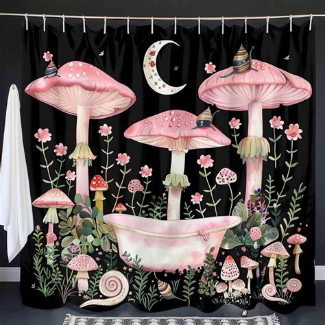 Enchanted Mushroom Forest Bath Whimsical Watercolor Design With Snails