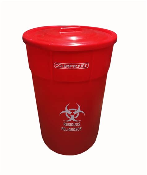 Caneca plástica de 208 litros con tapa plana plástico resistente