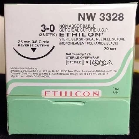 Silk Black Monofilament Ethilon 3 0 Suture For Sutures Packaging Type