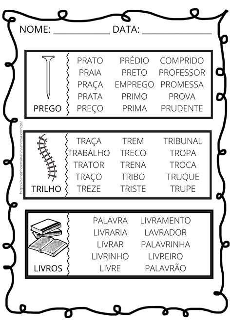 Trem das Palavras Atividades Ortográficas Br Cr Dr Fr Gr Pr Tr