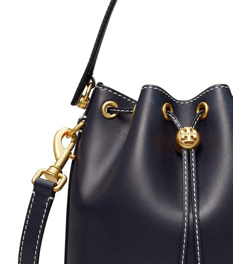 Tory Burch T Monogram Leather Bucket Bag In Midnight Blue Lyst