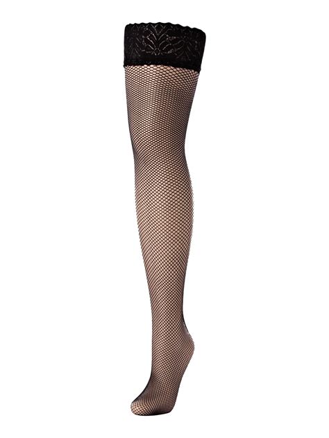 Jonathan Aston Fishnet Hold Ups Lace Top Back Seam In Black Lyst