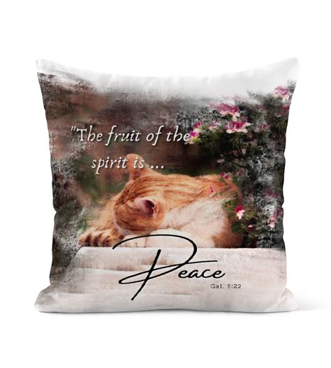 Bible Verse Pillow Scripture Pillow Christian Pillow Peace Orange Cat ...