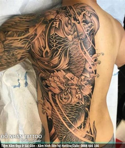 Hình xăm Cá Chép Cá Chép Hóa Rồng 01121 tại ĐỖ NHÂN TATTOO