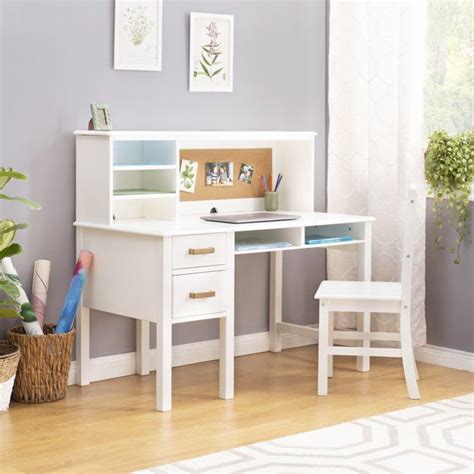 Guidecraft Kids' Taiga Desk and Hutch - White: Children's Wooden ...