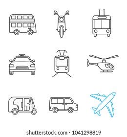 Public Transport Linear Icons Set Double Stock Vector Royalty Free