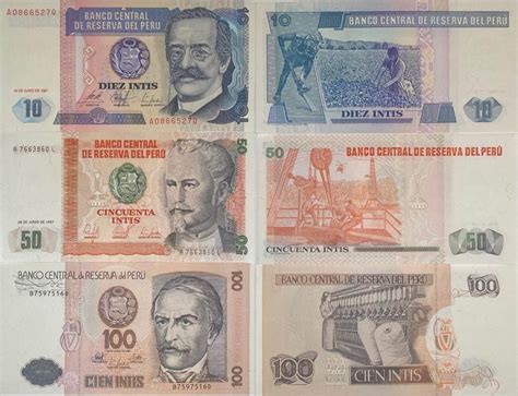 Intis Banknoten St Ck Lot Banco Central De Reserva