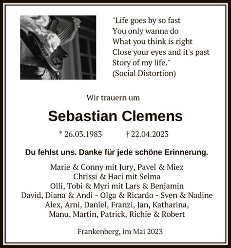 Traueranzeigen Von Sebastian Clemens Trauer HNA De