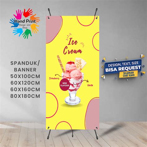 Spanduk Banner Es Krim Ice Cream Warna Kuning 60x160 Cm Lazada Indonesia