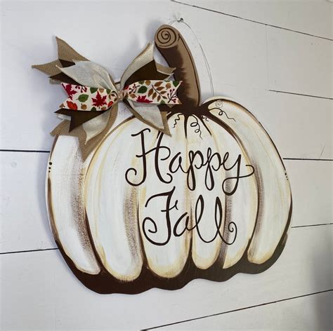 Pumpkin Door Hanger Fall Door Hanger White Pumpkin Door Etsy