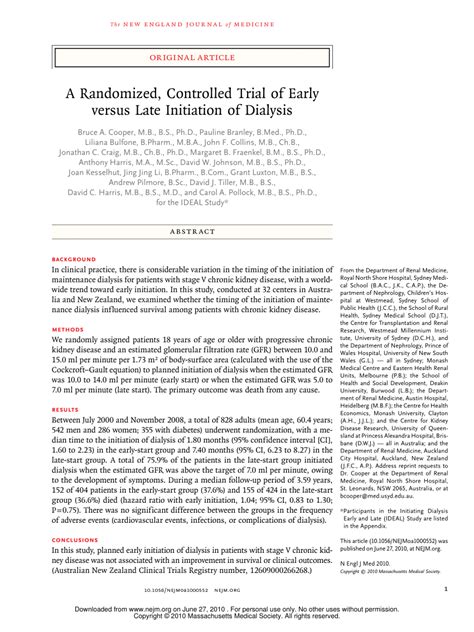 Pdf A Randomized Controlled Trial Of Early Versus Late Initiation Of