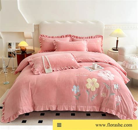 Comfy Milk Fiber Embroidery Quilt Cover Bed Sheet Pillowcases Set