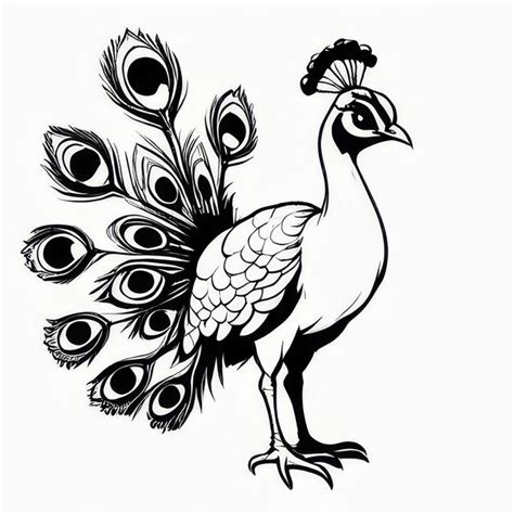 A drawing of a bird with peacock feathers on it | Premium AI-generated ...