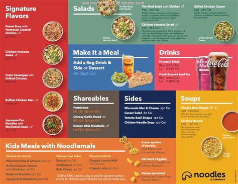 Noodles And Company Printable Menu