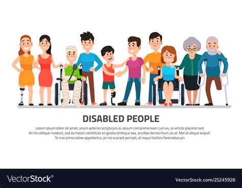 Help Disabled Person Happy Disability People Vector Image