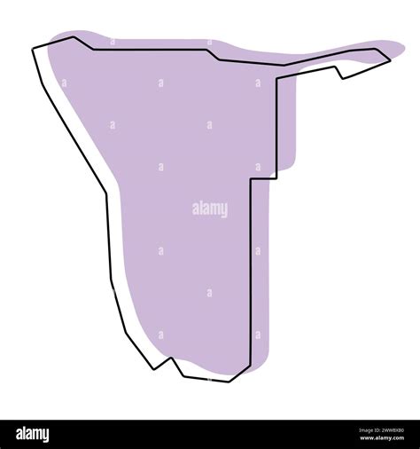 Namibia Country Simplified Map Violet Silhouette With Thin Black