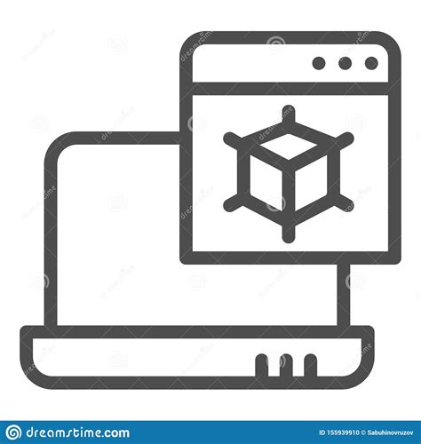 IcÃne De Ligne De ModÃlisation 3D Ordinateur Portable Avec