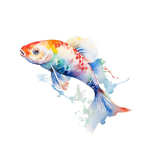 Rainbow Fish Watercolor Clipart Ai Generated Png Off