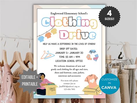 Spring Clothing Drive Flyer Template Library Donation Sign Editable