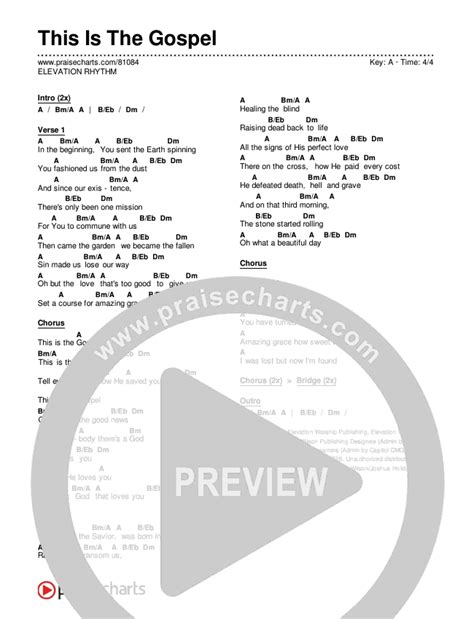 This Is The Gospel Chords Pdf Elevation Rhythm Praisecharts