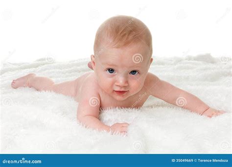 Smiling Blue Eyed Naked Baby Stock Image Image Of Life Portrait