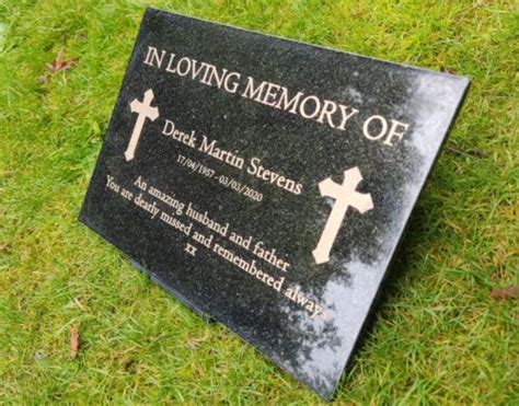 Personalised Engraved Granite Memorial Plaque Grave Marker Cross