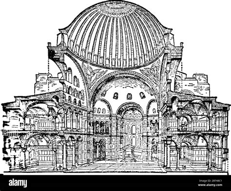 Santa Sofia Sezione Trasversale Interni Monumento Architettonico