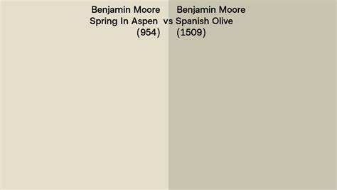 Benjamin Moore Spring In Aspen Vs Spanish Olive Side By Side Comparison