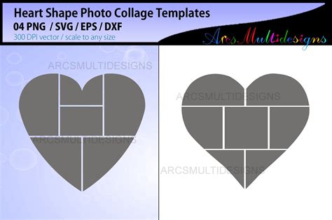 Heart Shape Photo Collage Template Photo Collage Svg Heart Etsy