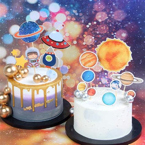 Pcs Jevenis Solar System Birthday Cake Topper Space Cupcake Toppers