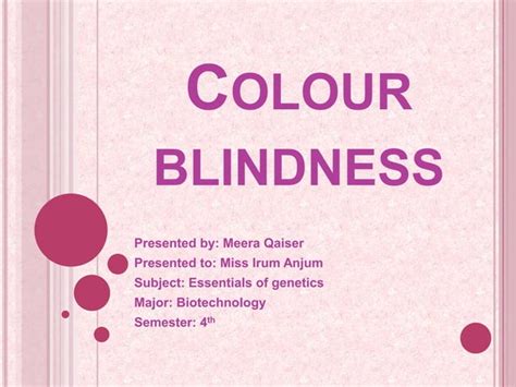Understanding Color Blindness Ppt