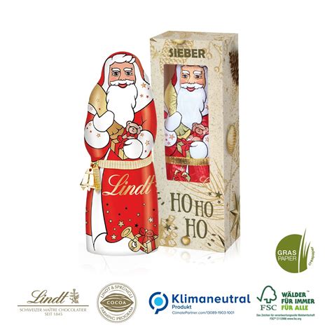 Lindt Weihnachtsmann Mit Gl Ckchen G Auf Graspapier Klimaneutral