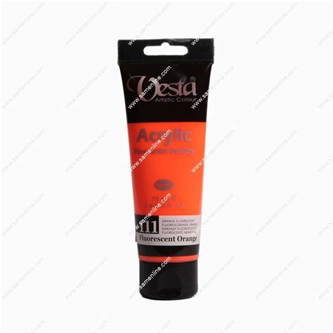 رنگ اکریلیک تک رنگ وستا 75 میلی لیتری کد Fluorescent Orange 111 فروشگاه تخصصی ملزومات هنری