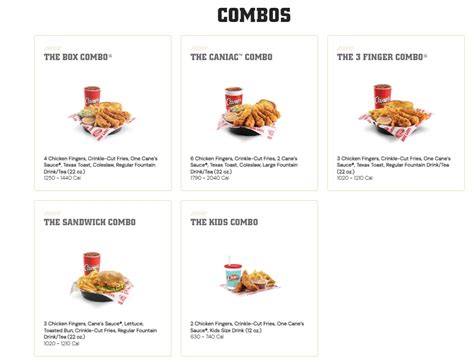 Raising Canes Menu Usa Updated Prices Latest Restaurant Menus