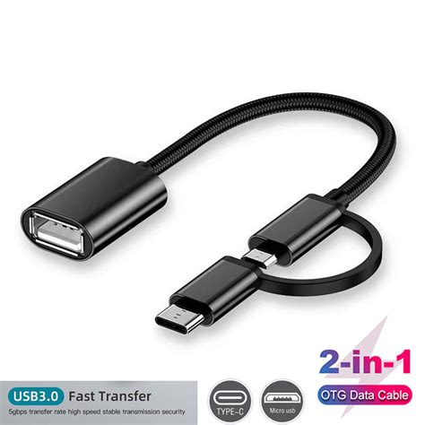 2in1 OTG USB Cable Adapter Micro USB Type C To USB Converter Cable ...