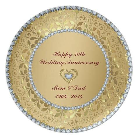 Diamonds And Gold 2 50th Wedding Anniversary Melamine Plate Zazzle