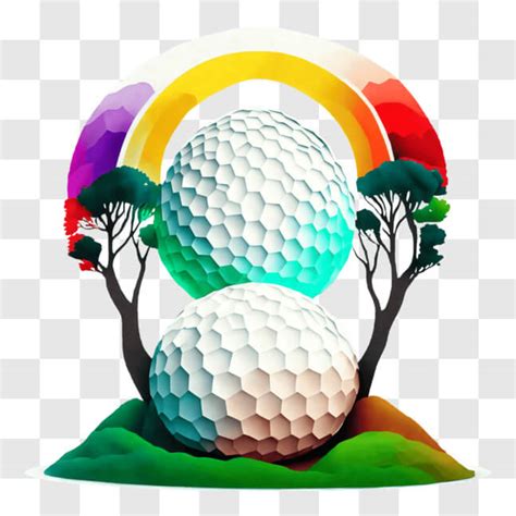 Download Idyllic Golfing Scene with Stacked Golf Balls and Rainbow PNGs ...