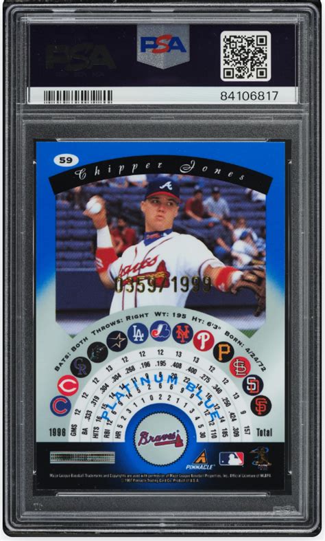 1997 Pinnacle Totally Certified PLATINUM BLUE 59 Chipper Jones HOF RARE