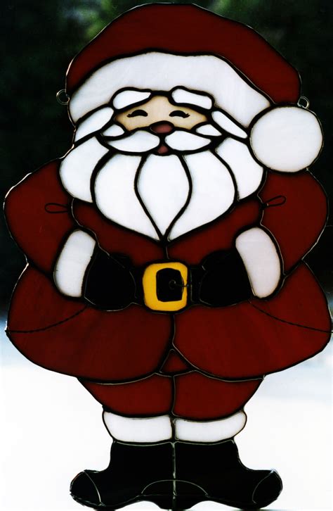 Stained Glass Santa Claus Stained Glass Christmas Stained Glass Ornaments Stained Glass Crafts