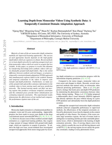 Learning Depth From Monocular Videos Using Synthetic Data A Temporally