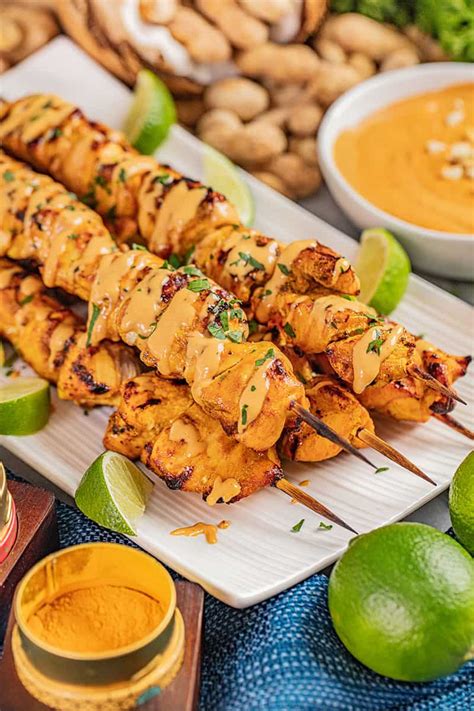 Chicken Satay With Peanut Dipping Sauce The Stay At Home Chef