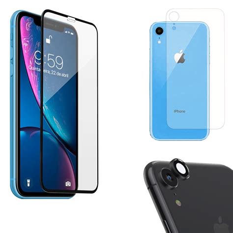 Kit 3x1 Premium Iphone Xr Película De Vidro 3d Pelicula Traseira