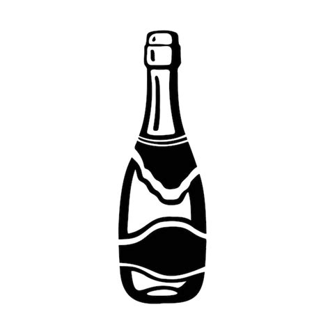 Premium Vector Alcohol With Champagne Bottle Silhouette Monochrome