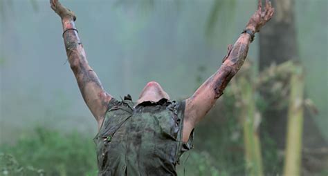 In a climactic scene in "Platoon" (1986), Willem DaFoe throws his hands ...