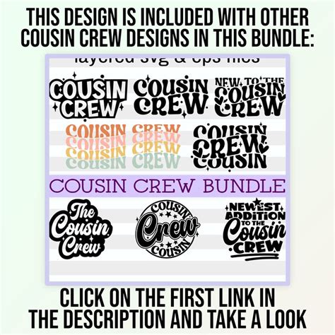 Cousin Crew Svg Png Boho Retro Wavy Stacked Cousins Crew Png Etsy